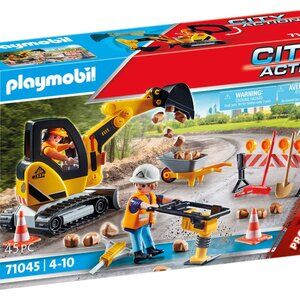 Playmobil 71045 Road Construction Zone City Action Promo Pack, New